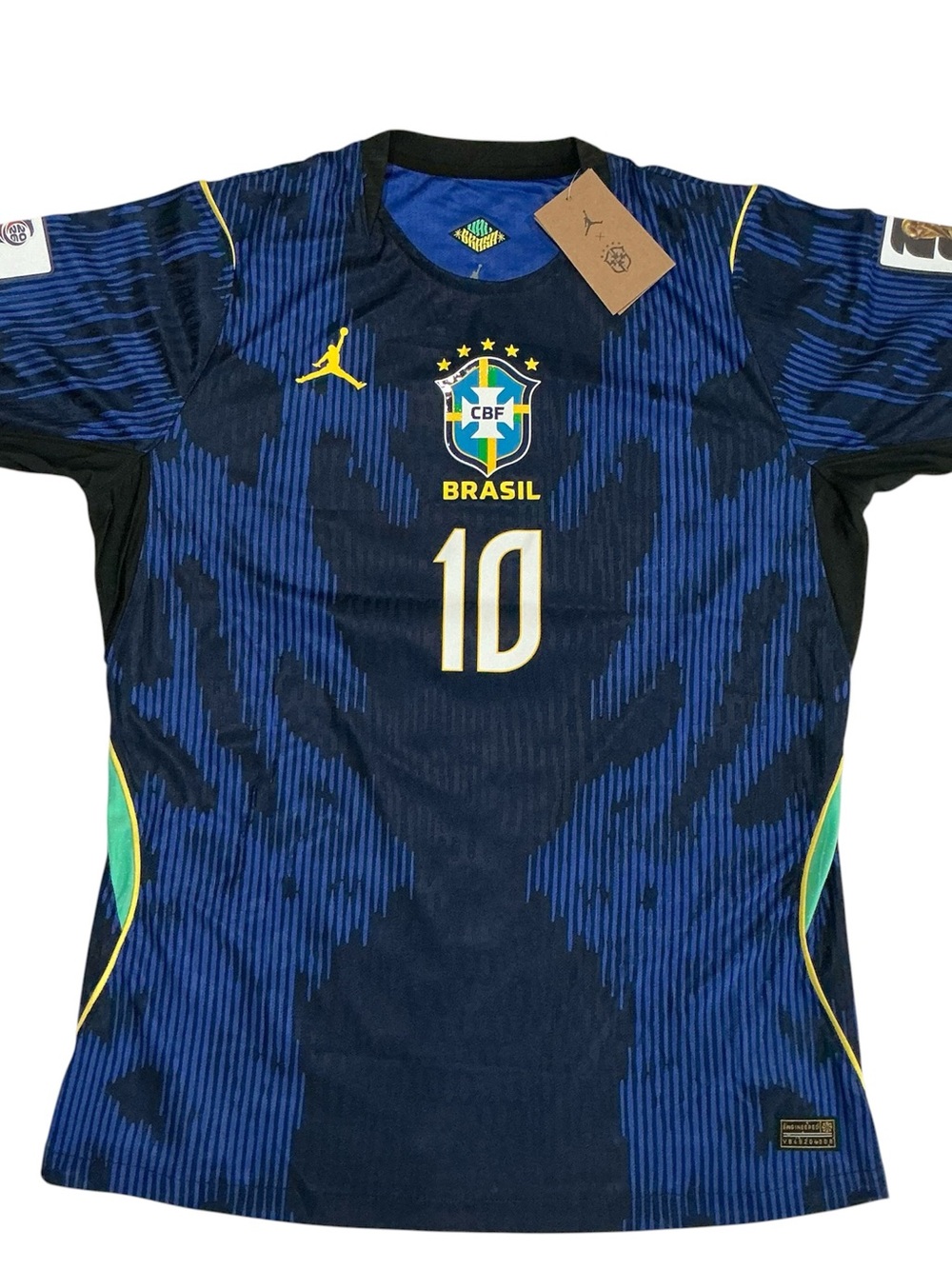 Jordan Brazil Vini Jr 10 Soccer Jersey Blue Aero-Fit 2026 World Cup Patch XL - Picture 2 of 9